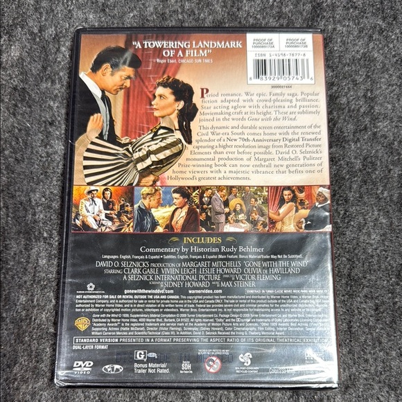 Gone with the Wind DVD - Black and Red Cover - Picture 2 of 2